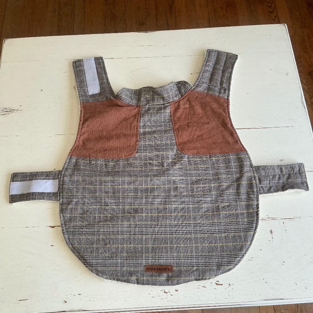 Eddie Bauer Tweed pattern Fleece Lined Dog Coat XL.